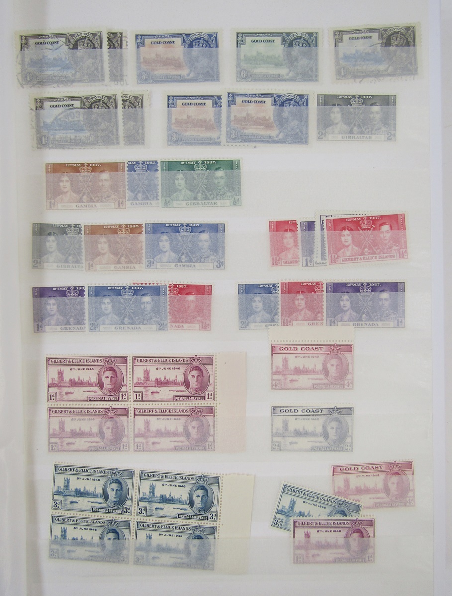 British Empire stamps: Large red stock book of mint & used Omnibus issues of various countries - Image 2 of 5