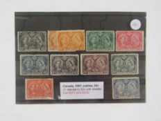 Canada Stamps: QV 1897 Jubilee issue, 11 mounted mint values to 50c, cat c£870