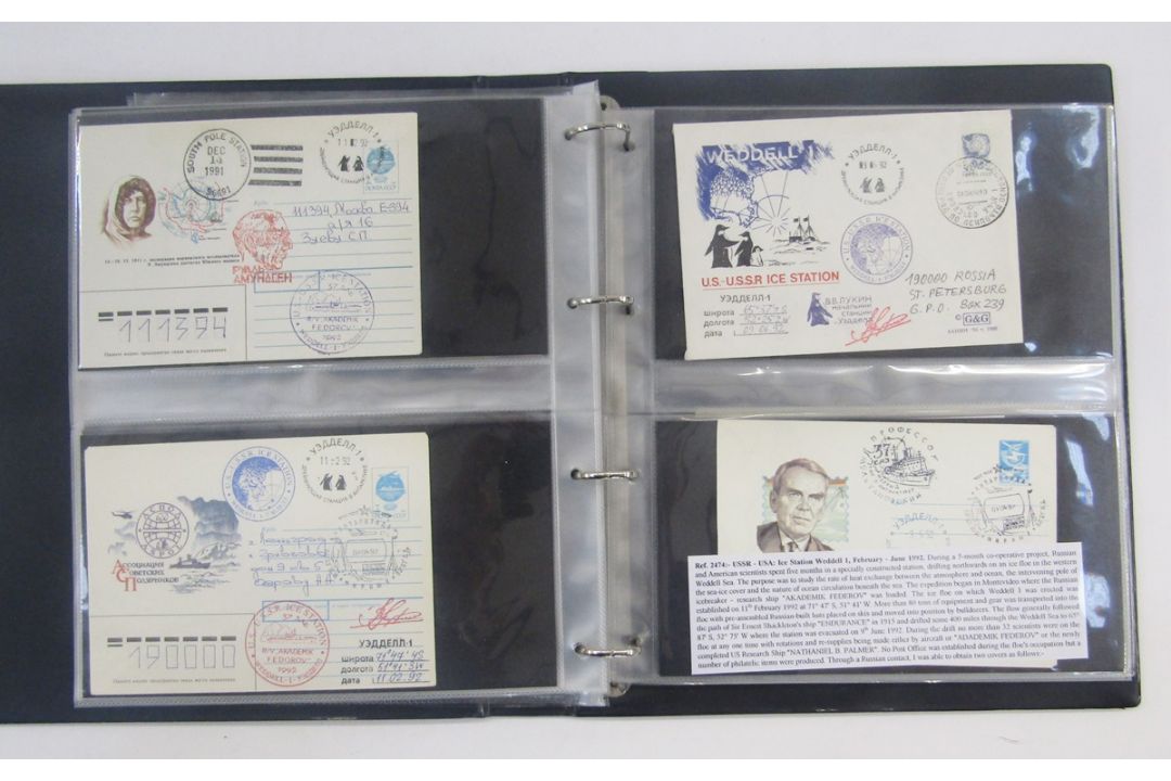 Stamps of Soviet Union & Russia: Three maroon cover albums full of Polar exploration covers and - Image 20 of 21