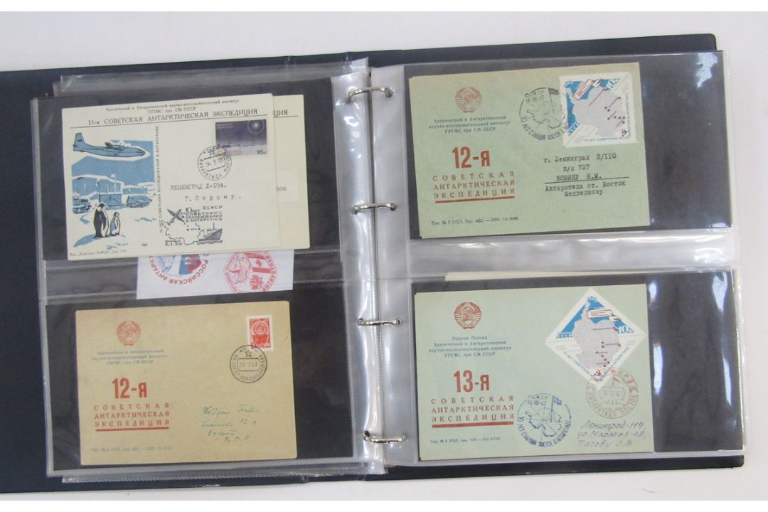 Stamps of Soviet Union & Russia: Three maroon cover albums full of Polar exploration covers and - Image 19 of 21