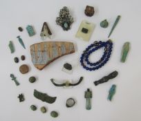 Collection of Grand Tour and later Egyptian artefacts, group of various amulets and beads.