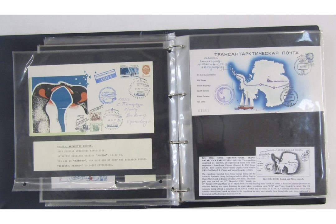 Stamps of Soviet Union & Russia: Three maroon cover albums full of Polar exploration covers and - Image 18 of 21