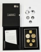 Royal Mint Proof Set, 2015 The Commemorative Edition, consisting of 5 coins, £5 coins of Churchill &