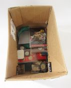 Large box of coins, containing nickel half crowns, shillings and sixpences, pennies and half