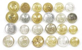 Collection of military uniform buttons, mainly British naval