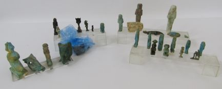 Collection of Grand Tour and later Egyptian artefacts, quantity of mounted amulets.