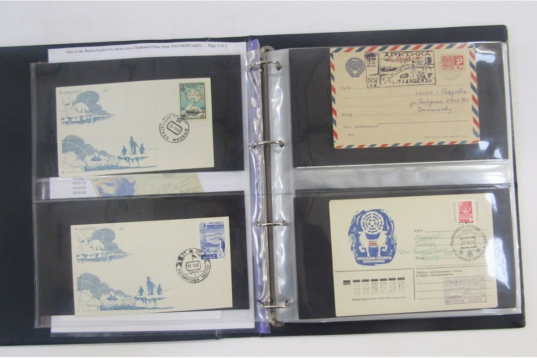 Stamps of Soviet Union & Russia: Three maroon cover albums full of Polar exploration covers and - Image 9 of 21