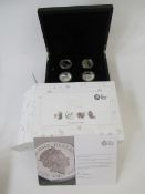 2017 A Portrait of Britain four coin silver proof set, contemporary designs with trichromatic colour