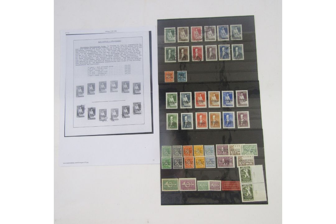 Finland stamps: Sleeve of covers and mint/used definitives mostly overprinted East Karelia with - Image 2 of 2