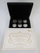 First World War Centenary 2016 UK £5 Silver Proof 6-coin collection, issued by the Royal Mint, a