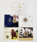 Royal Mint Brilliant Uncirculated cupro-nickel coins (5), The Gruffalo 50p, 2014 £2 100th