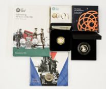 Royal Mint Silver Proof Coins (2) with Brilliant Uncirculated Coin collections (2), Silver Proof