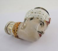 Porcelain pipe bowl modelled in the form of Middle Eastern turbanned male head, possible a Mughal