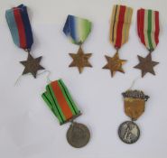 WWII Africa Star, Italy Star, 1939-45 Star, Defence Medal, Victorian Army Temperance Medal,