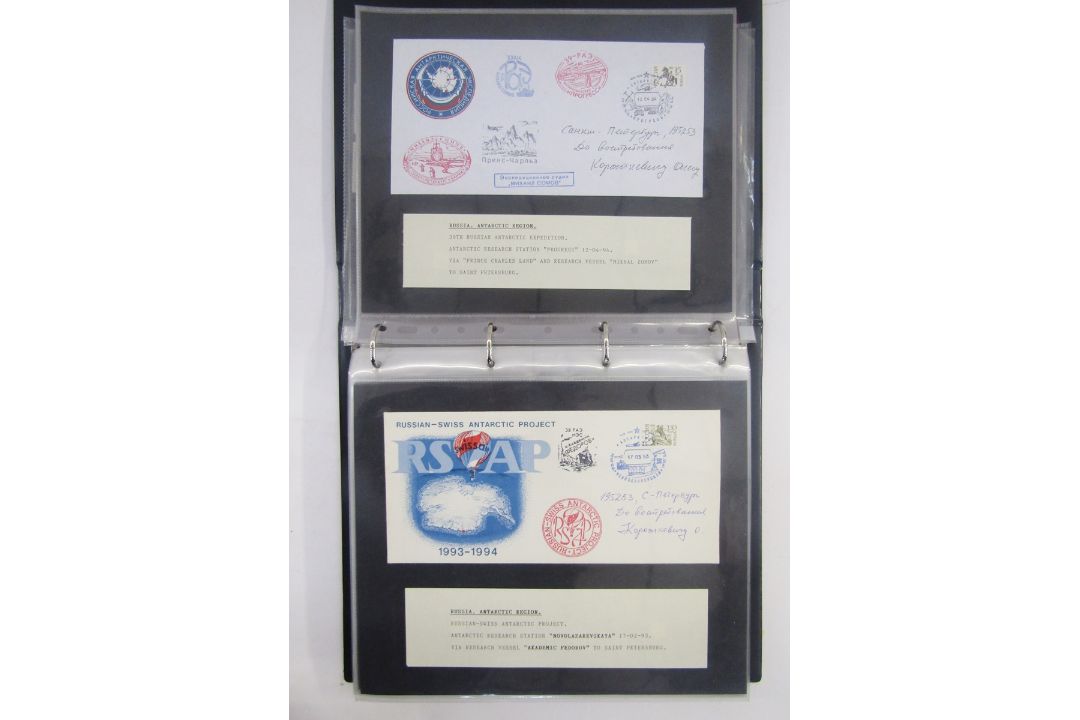 Stamps of Soviet Union & Russia: Three maroon cover albums full of Polar exploration covers and - Image 16 of 21