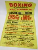 1967 boxing poster, Rudolph Vaughan versus Rocky Campbell, Colston Hall, Bristol and 1962 Stan
