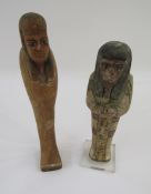 Collection of Grand Tour and later Egyptian artefacts, 2 wooden shabti.