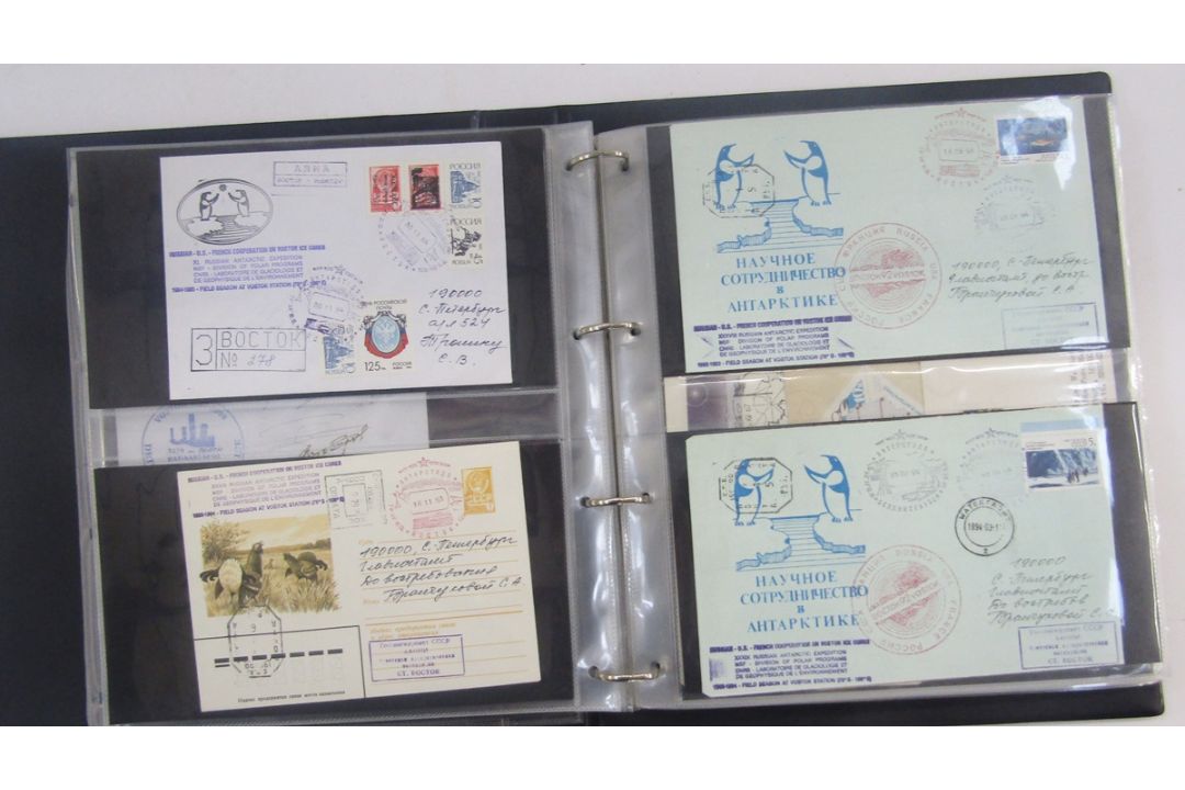 Stamps of Soviet Union & Russia: Three maroon cover albums full of Polar exploration covers and - Image 5 of 21