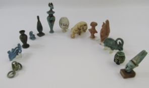 Collection of Grand Tour and later Egyptian artefacts, group of faience, terracotta and alabaster
