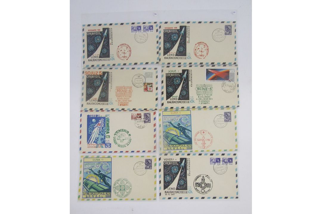 Russia/Soviet CCCP Stamps: Wooden box of thematic space-related pre-paid, first day + specific-to- - Image 2 of 5