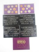 Royal Mint Proof Sets (7) 2x 1970 (both without card wallet) with some scratches to plastic cases, 1