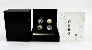 2017 A Portrait of Britain four coin silver proof set, contemporary designs with trichromatic colour