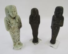 Collection of Grand Tour and later Egyptian artefacts, 3 shabti, basalt, steatite and copper alloy.