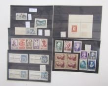 Stamps of France: Five stock-cards with 24 mint and used issues of various cat values and interest