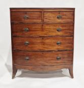 Early 19th century mahogany bowfronted chest of two short over three long graduating cockbeaded