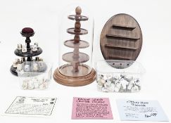 Collection of thimbles, mainly ceramic including set of fifteen Royal Crown Derby thimbles on a