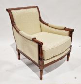 Wesley-Barrell mahogany framed armchair in the Regency manner, upholstered in pale yellow leaf
