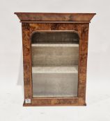 Victorian walnut and burr walnut hanging cabinet, the moulded cornice over a single glazed door