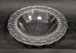 A Lalique Chevreuse pattern bowl, with etched Lalique France marks, the rim moulded with serrated