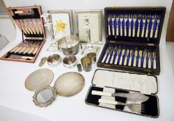 Silver backed nail buffer, Birmingham 1916 together with a collection of silver plate including pair