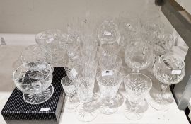 An Edinburgh Crystal cut glass part table service, etched marks, including: ten red wine glasses,
