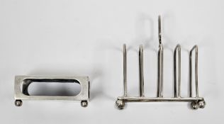 Edward VII silver four section toast rack, Birmingham 1903, maker's mark rubbed, 7cm long together