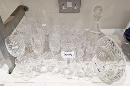 20th century cut-glass part table service, cut with a broad band of hobnail pattern, comprising: six