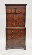 Mahogany tallboy in the George III manner, the upper section with two short over two long cross