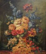 Louis Silas (XIX-XX) Oil on canvas Still life vase of flowers, signed lower right, 60cm x 49cm