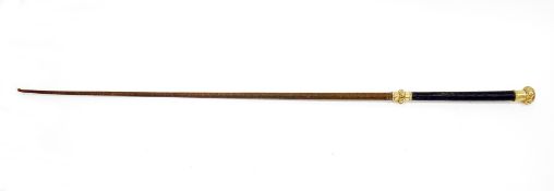 LOT WITHDRAWN; Late 19th / early 20th century Swaine & Co woven riding crop, the gold plated