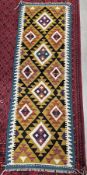 Maimana kilim hand knotted woollen runner, 189cm x 62cm