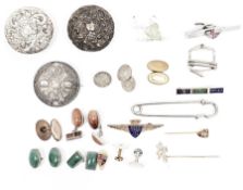 Mixed lot of collectables including Austrian Franz II kronenthaler coin converted to a badge, enamel