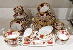 Royal Albert 'Lady Hamilton' pattern part dinner service, printed marks, including six two-handled