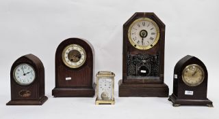 Three 19th/20th century mahogany cased mantel clocks, an American (Seth Thomas) mahogany cased