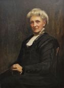 19th century English school Oil on canvas Half-length portrait of Anne Sheldon, seated, wearing a