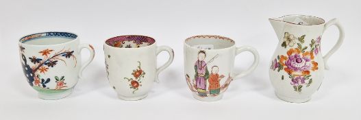 Group of Lowestoft porcelain teawares, circa 1765-75, comprising a small sparrow beak milk-jug