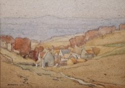 A M Walters  Set of three watercolour drawings Cotswold buildings in landscapes, various sizes,