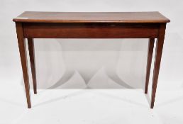 19th century mahogany console table, the top with rounded corners raised on square tapering legs,
