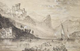 Attributed to Thomas Gambier-Parry (1816-1888) Pencil, wash, heightened in white, on paper Three