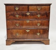 Early 18th century mahogany crossbanded and chequered string inlaid chest of two short and three